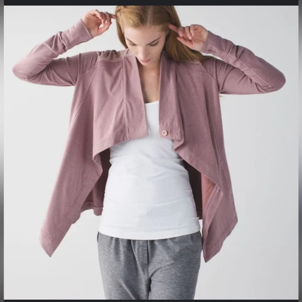 Lululemon Athletica Pink Cardigan Sweater with Waterfall Front
